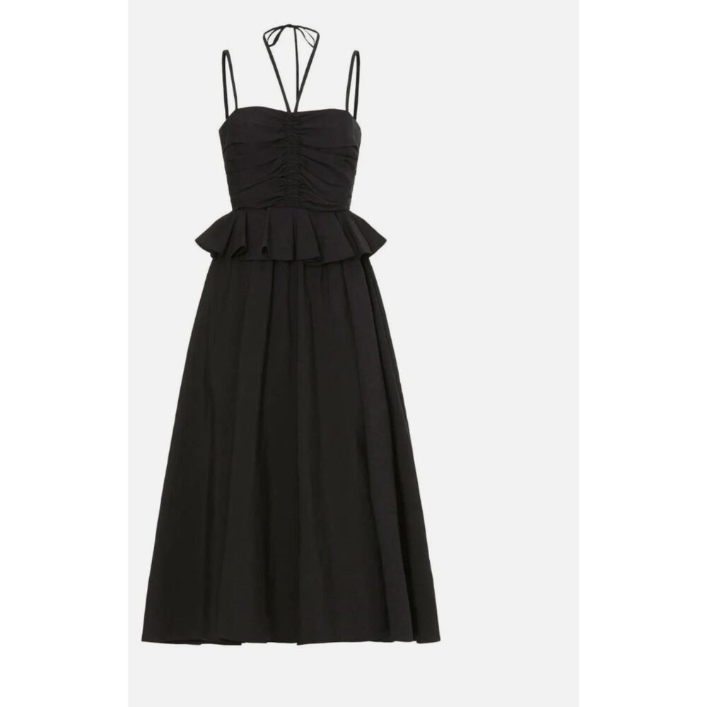 Ulla Johnson Anastasia Linen Halter Midi Dress Noir Black Size 0 (XS)